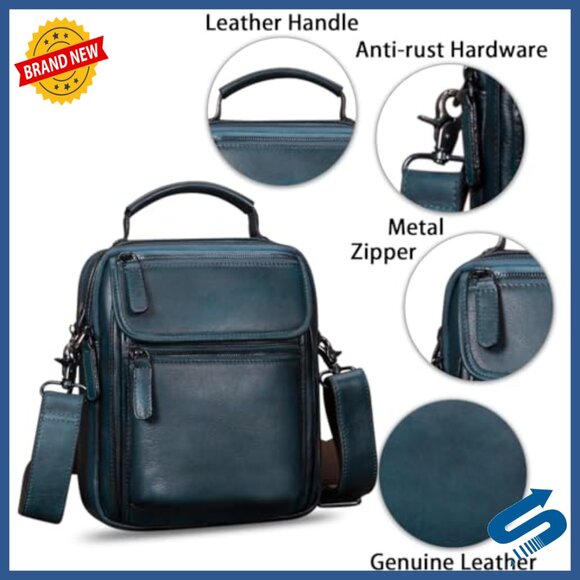 Genuine Leather Messenger Bag for Men Crossbody Satchel Work Business - Picture 6 of 7